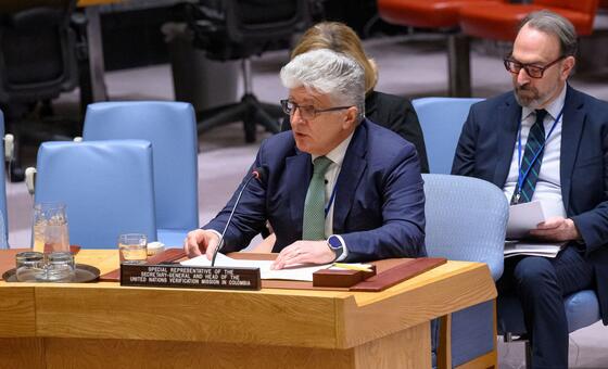 ميروسلاف ينتشه، الممثل الخاص للأمين العام ورئيس بعثة الأمم المتحدة للتحقق في كولومبيا يقدم إحاطة لمجلس الأمن الدولي حول الوضع في كولومبيا.